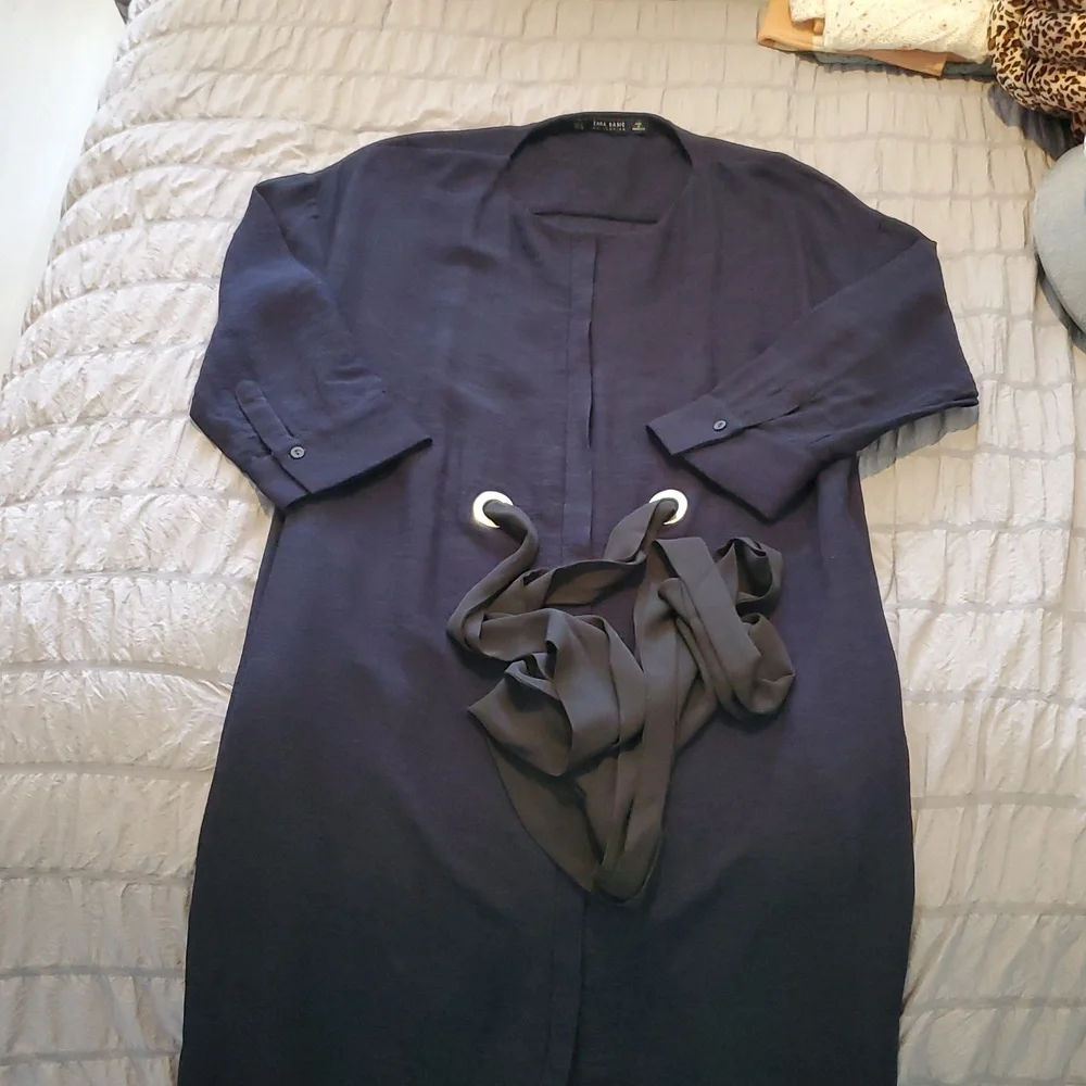 Zara Navy Long Sleeve Dress - Picture 8 of 9